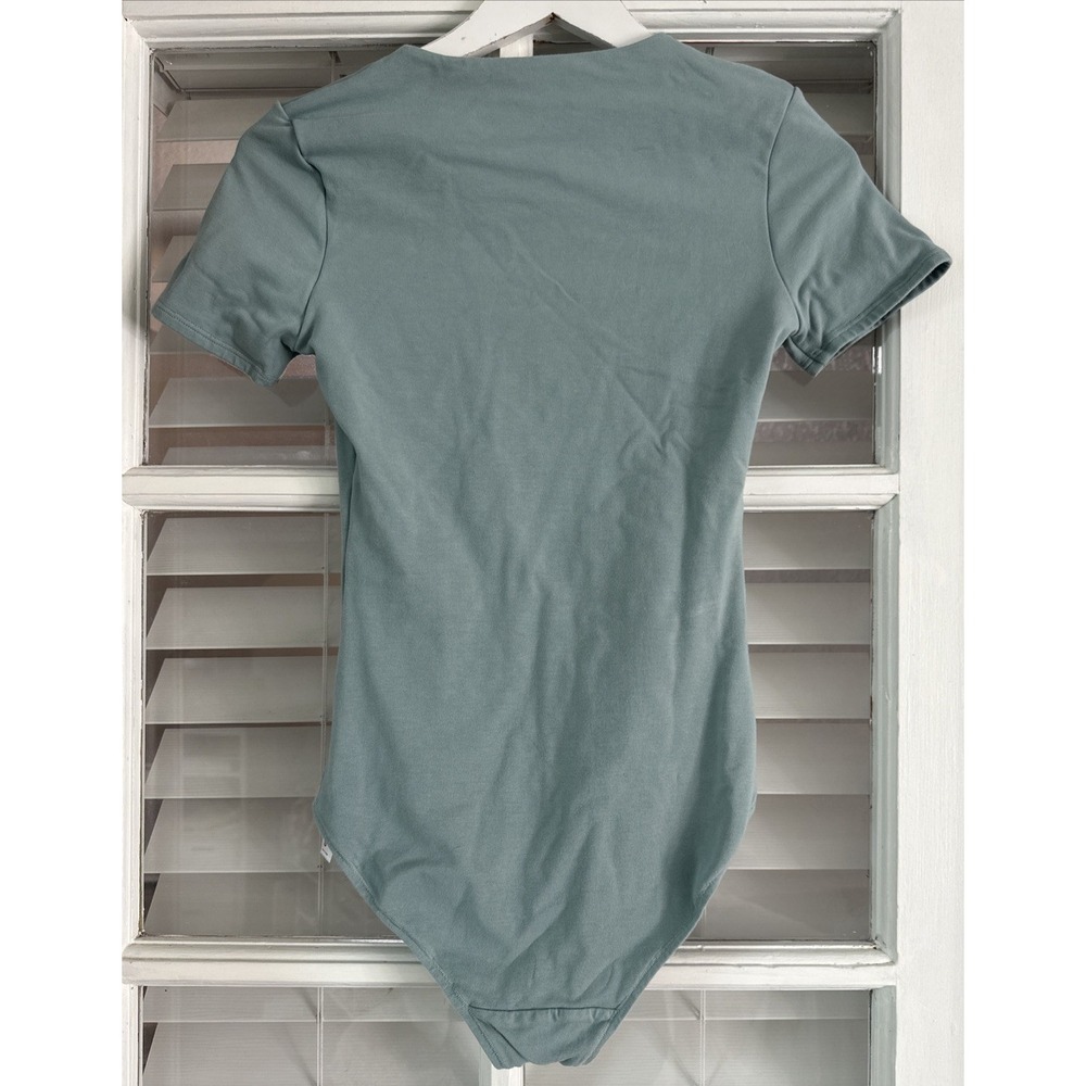 Yitty Snug Green Blue Cotton Stretch Short Sleeve Brief Bodysuit Size S Summer - Picture 2 of 9